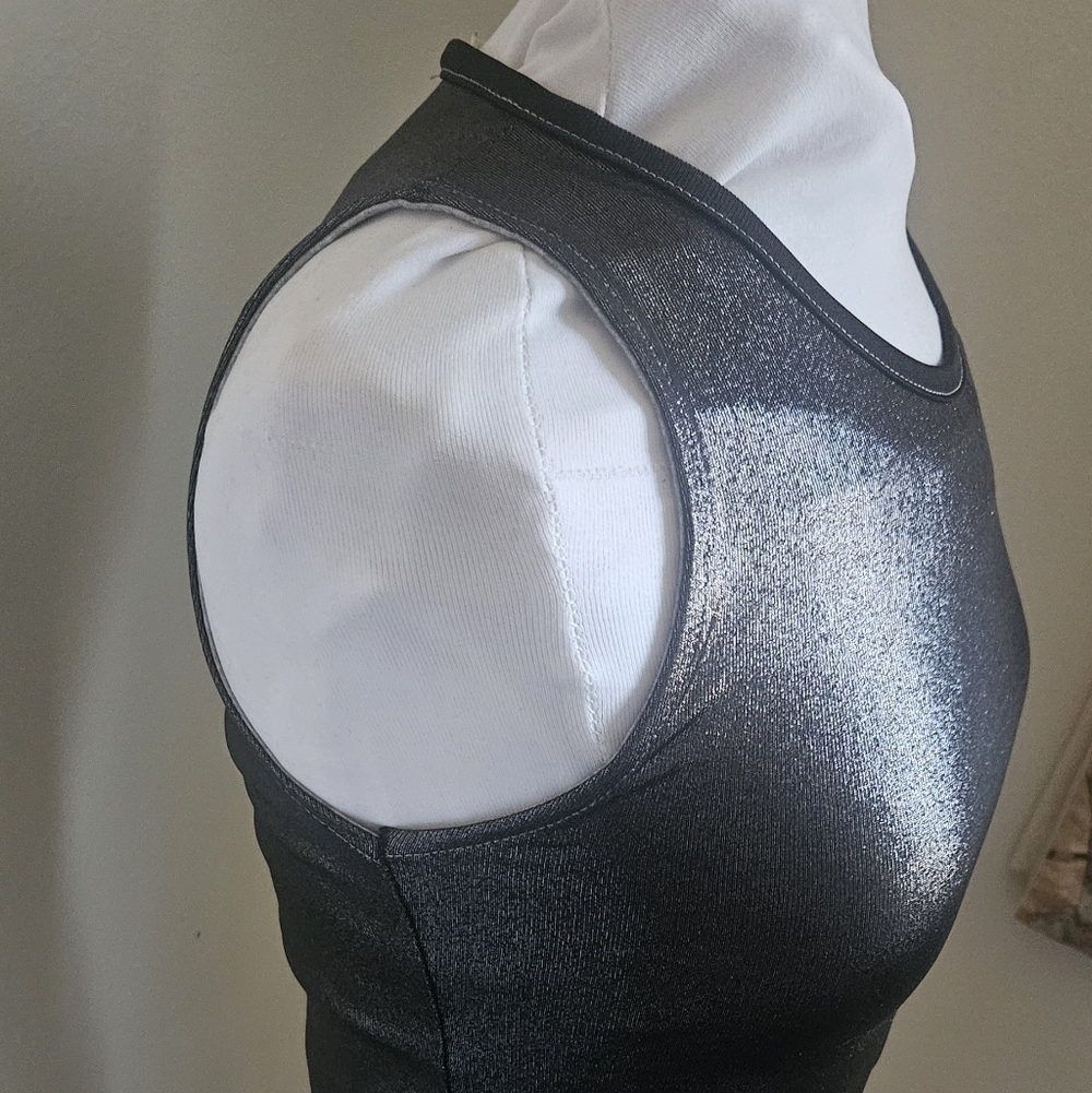New W Tags Laviva Black Silver Shimmer Tank Top Size Medium Pretty - Picture 2 of 7